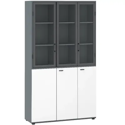 Dulap cu trei uși &ndash; design modern cu uși din sticlă și cadru din melamină W1200*D400*H2000