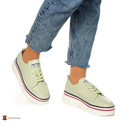 Pantofi Dama din Piele Naturala Crl0972 Culoare : Verde