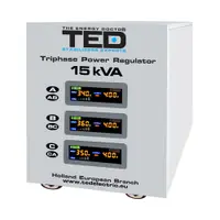 Stabilizator de tensiune cu servomotor trifazat-trifazat TED 000101, 15000 VA, 12000 W, regleta