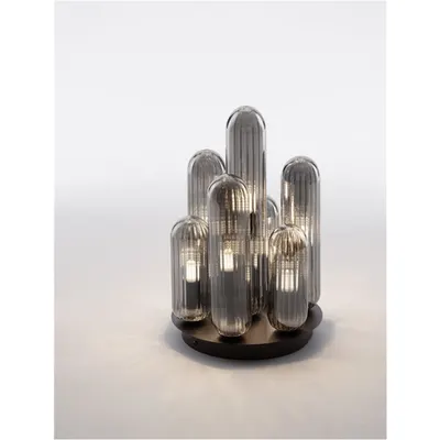 Plafoniera GUSTAVE Deschis Fumuriu Gri Sticla & Mat Negru LED G9 7x5 Wat 230 Volt IP20 Fara bec