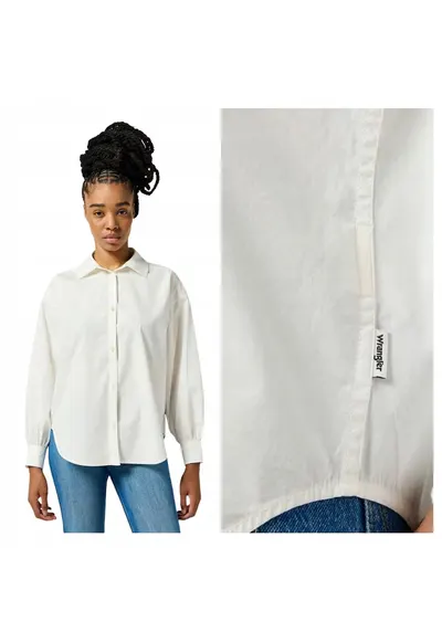 Camasa Dama - Cool Girl Shirt - Regular Fit - Maneci Lungi - Design Clasic - Cu Nasturi - Bumbac - Marime L - Alb