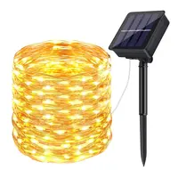 Instalatie solara 30 metri cu 300 LED fir CUPRU telecomanda ALB CALD 1500 21