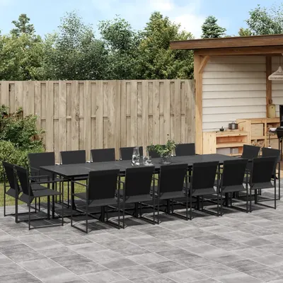 Gossi set mobilier de gradina, 17 piese, negru, textilena