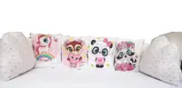 Set 6 pernute pentru patut cu panglici Nichiduta Happy Animals Pink
