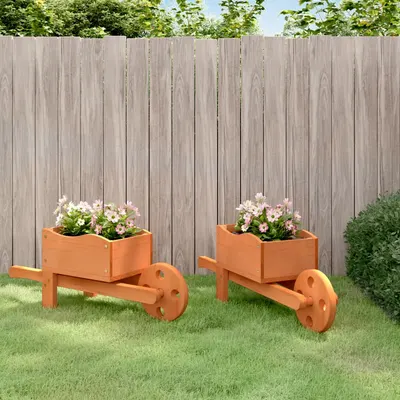 vidaXL Jardiniere tip roabă, 2 buc., 47x15x19 cm, lemn masiv de brad