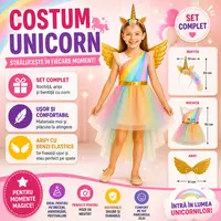 Costum De Halloween Pentru Copii, Unicorn, Marime 130-140, 6-8 Ani, Tinuta Completa, Material Moale, Aspect Atractiv, Universal