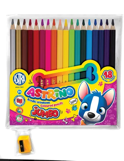 Set de creioane colorate Astra - Astrino,Jumbo 18 culori + ascuţitoare