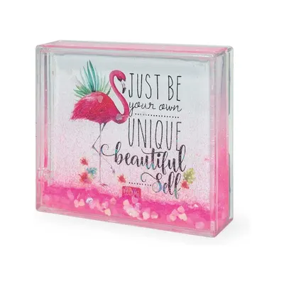 Rama foto - Flamingo Glitter Photo Frame-Just Be Your Own Unique Beautiful Self, 8.8x10.7cm