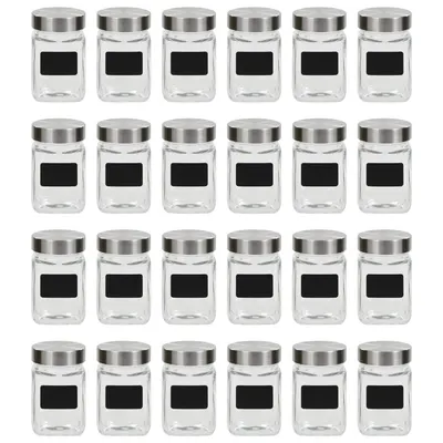vidaXL Borcane de depozitare cu etichetă, 24 buc., 300 ml