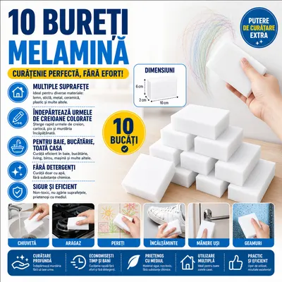 Bureti magici melamina - Set 10 bucati, 2x6x10cm, Alb