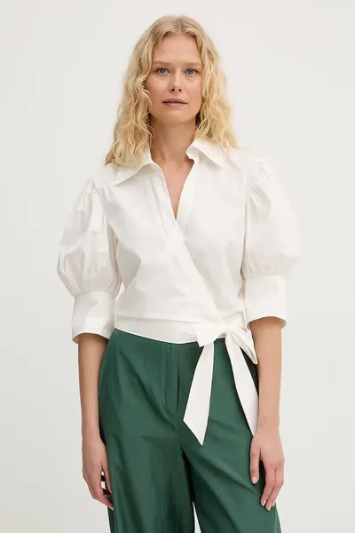 Twinset bluză petrecută pentru femei, din bumbac cu elastan