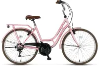 Bicicleta City Umit Stitch Lady, culoare roz, roata 24 , cadru otel, frana V-Brake