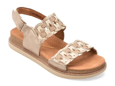 Sandale CLARKS argintii, ARWELL GLIDE, din piele naturala