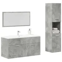 Gossi set mobilier de baie, 3 piese, gri beton, lemn compozit