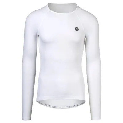 Tricou de ciclism cu mânecă lungă, termic, fără cusături, alb
