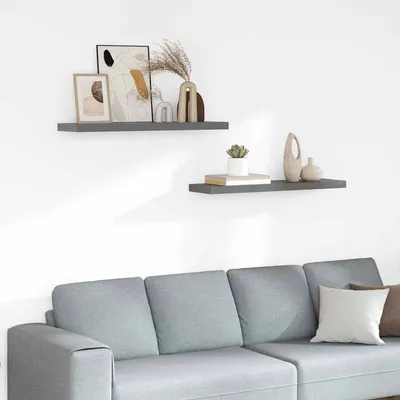 vidaXL Rafturi de perete, 2 buc., gri extralucios, 90x23,5x3,8 cm, MDF