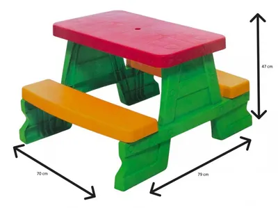 Masuta de picnic pentru 4 copii Dohany Picnic Verde, utilizare interiorexterior, plastic rezistent UV, margini rotunjite, sarcina maxima 50kg