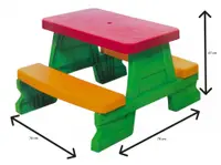 Masuta de picnic pentru 4 copii Dohany Picnic Verde, utilizare interiorexterior, plastic rezistent UV, margini rotunjite, sarcina maxima 50kg