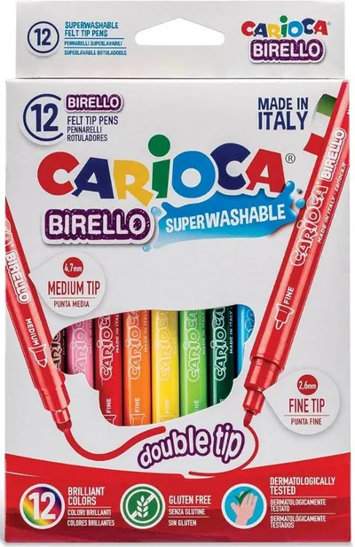 Carioci colorate Carioca - Birello, 12 culori, cu 2 varfuri