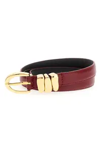 Curea din piele cu accesoriu metalic - Visiniu