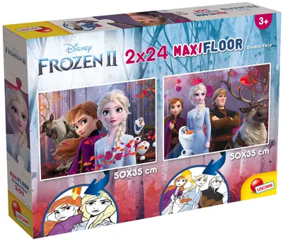 Puzzle cu două fete Lisciani de colorat din 2 х 24 piese - Regatul Înghețat 2
