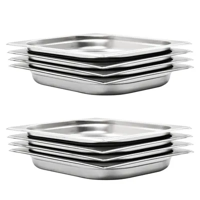 vidaXL Recipiente Gastronorm 8 buc. GN 1/2 40 mm oțel inoxidabil