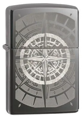 Bricheta Zippo - Black Ice, busola, gravat cu laser