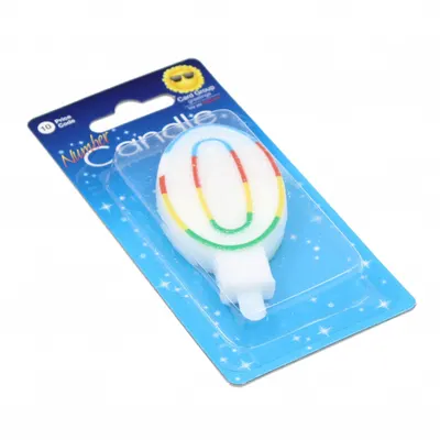 Lumânare aniversară multicoloră cifra 0