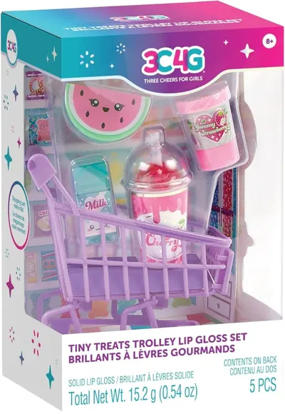 Set cosmetic pentru copii pentru buze 3C4G - Tiny Treats Trolley, 5 piese