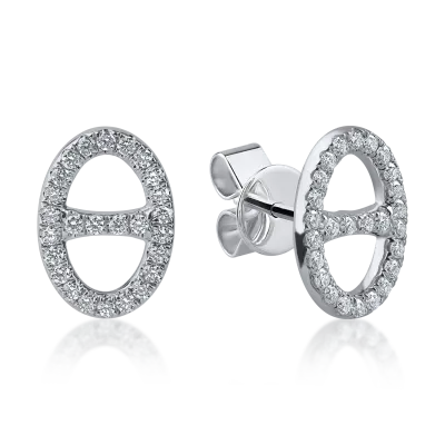 Cercei geometrici din aur alb cu diamante de 0.49ct