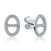 Cercei geometrici din aur alb cu diamante de 0.49ct