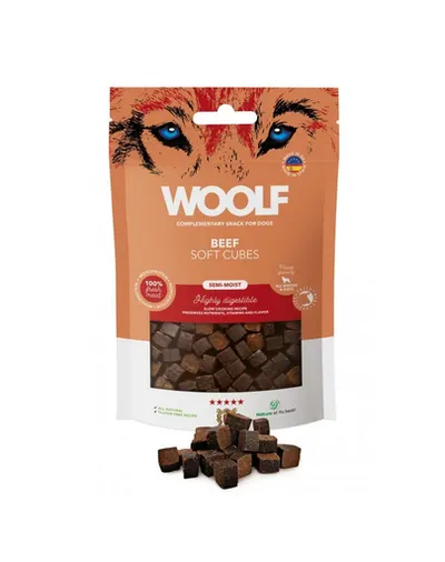 WOOLF Soft Cubes Beef Monoprotein 100g gustari moi din vita pentru caini
