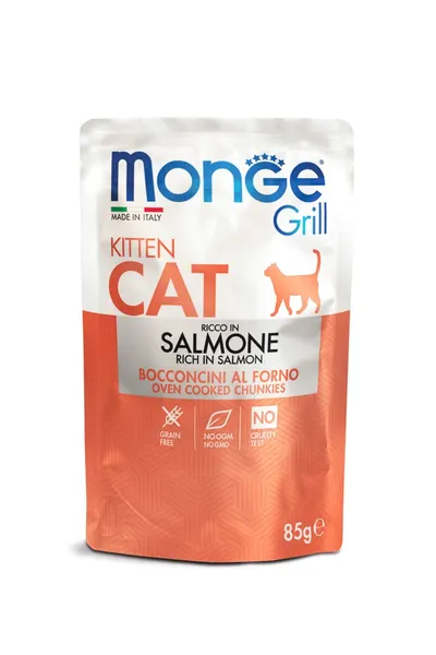 Monge Grill Chunkies Kitten - Hrana umeda super-premium - Somon, Pachet 5 X 85 g