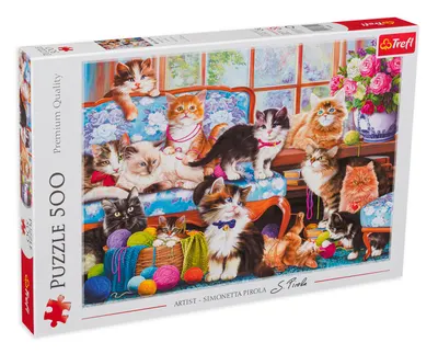 Puzzle Trefl din 500 de piese - Familie de pisici