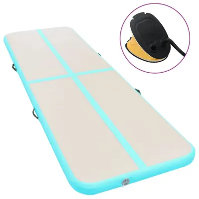 vidaXL Saltea gimnastică gonflabilă cu pompă verde 400x100x10cm PVC