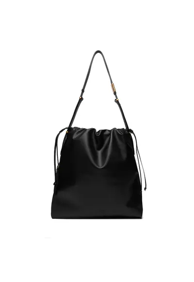 Geanta dama Black Z99Q Slouchy - piele naturala - culoare neagra - dimensiuni 25x.