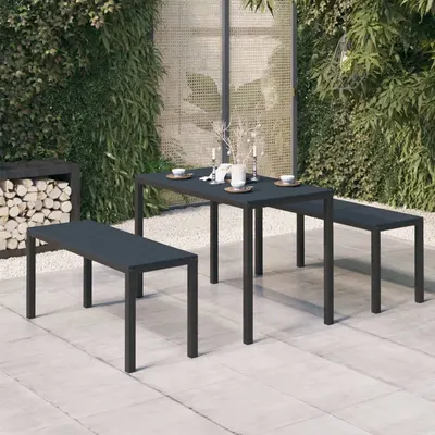 Gossi set mobilier de gradina, 3 piese, negru, wpc si otel