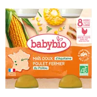 Piure de porumb dulce si pui Bio, 2 x 200g, BabyBio