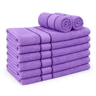 Set 8 prosoape mici 30x50cm, din 100% bumbac pakistanez, 400g, Line, Mov