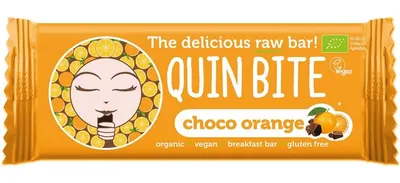 Baton bio raw, ciocolată și portocală 30 g, Quin Bite