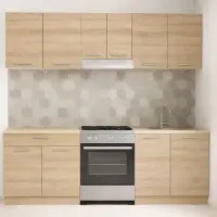 Set bucatarie GERMANIA 220 cm, 5 corpuri, 1 sertar, blat gros, sonoma