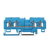 4-conductor through terminal block; 4 mm²; with test port; suitable for Ex i applications; center marking; for DIN-rail 35 x 15 and 35 x 7.5; CAGE CLAMP®; 4,00 mm²; blue