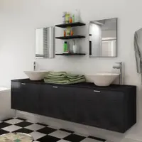 Gossi set mobilier baie format din 8 piese cu chiuvete incluse, negru