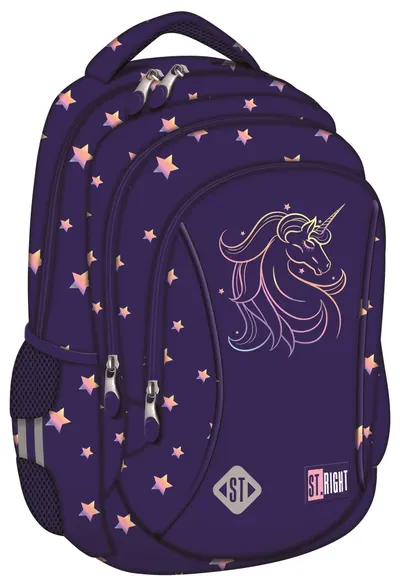 Ghiozdan școlar St. Right Unicorn Glow - 3 compartimente