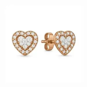 Cercei White Heart Rose cu Argint