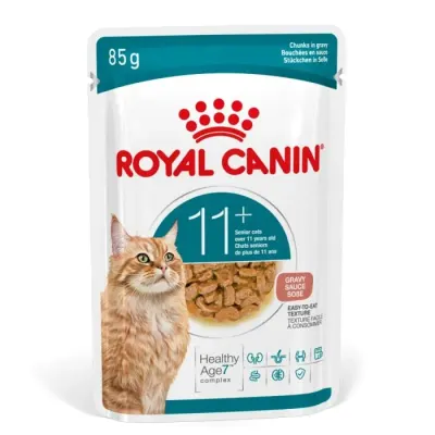 Set 12 buc x 85 gr Hrana umeda pentru pisici Royal Canin Ageing 11+ Gravy