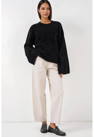 Pulover dama - BigDart - Relaxed Fit - tricotaj acrilic - Negru
