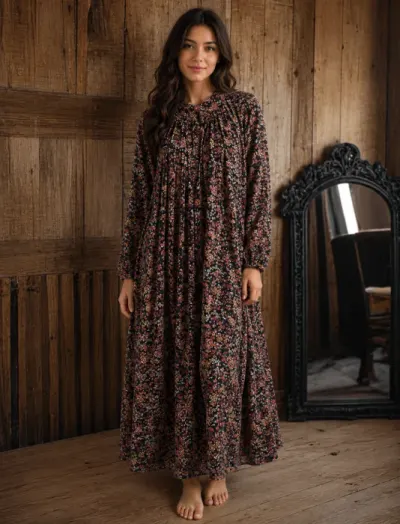 Rochie a, zElenaa, din vA scozAƒ cu imprimeu floral delicat