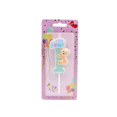 Lumânare aniversară, pentru copii, cifra 1, Giftdesign, 8 cm