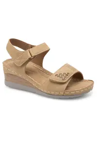 Sandale dama bej - piele ecologica -